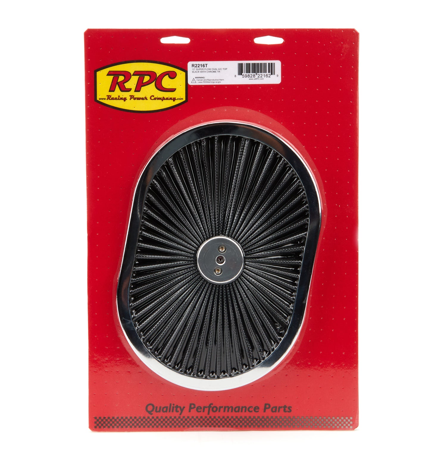 Racing Power Co-Packaged 12in Super Flow Oval Air Cleaner Black Mesh MPN RPCR2216T