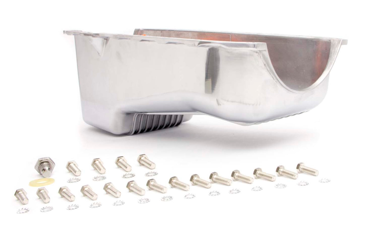 Racing Power Co-Packaged 86- SBC Alum Stock Oil Pan Polished MPN RPCR8444 For Chevy