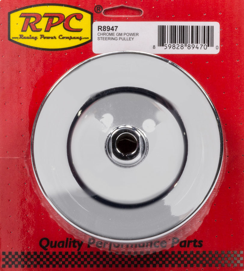 Racing Power Co-Packaged GM Power Steering Pulley 2 Groove Chrome MPN RPCR8947