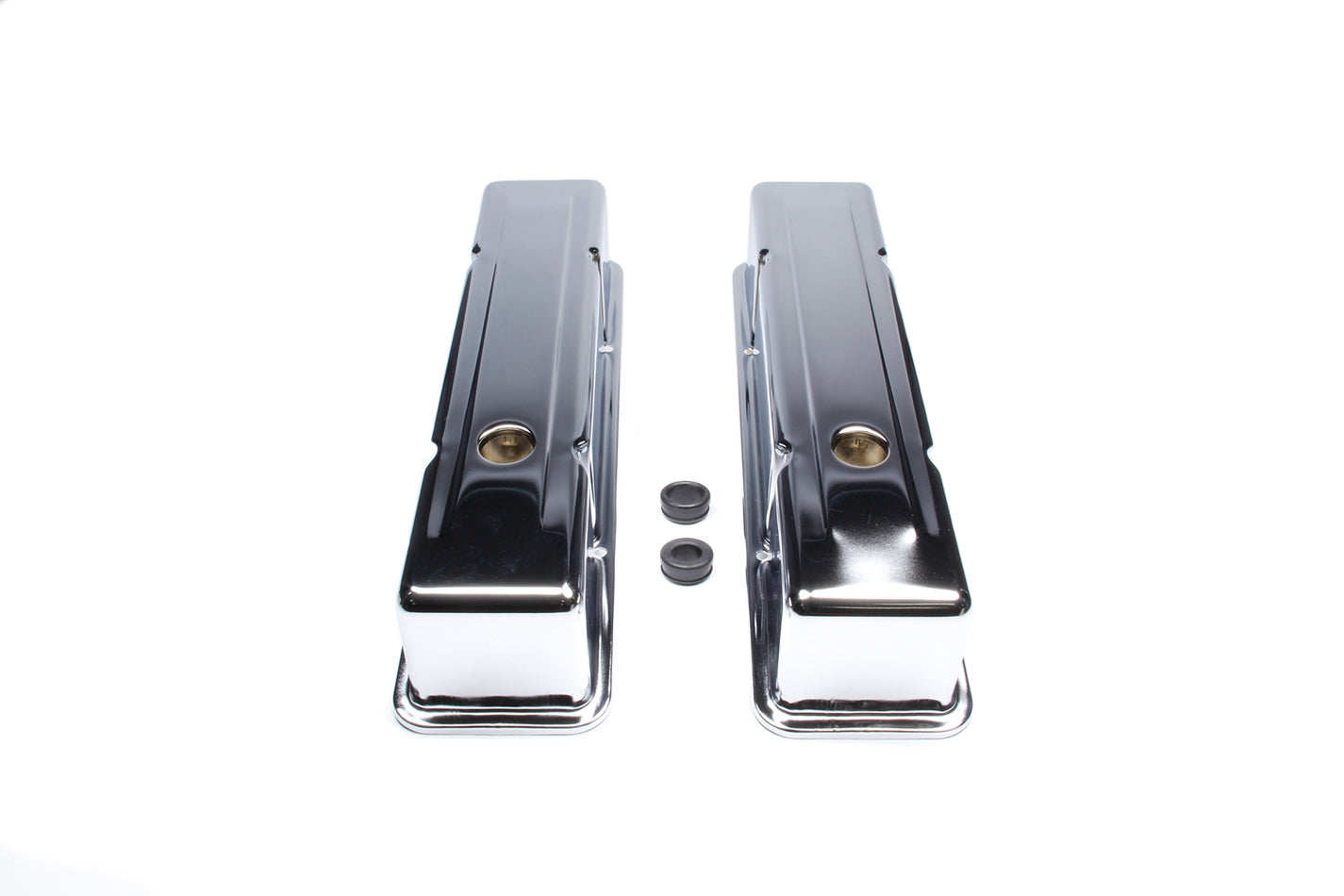 Racing Power Co-Packaged 58-86 SBC Valve Covers Tall Chrome Steel MPN RPCR9215 For Chevy