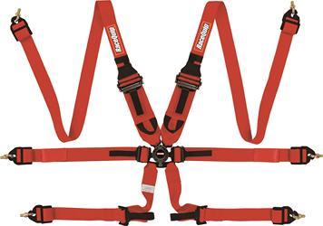 Racequip 6pt Harness Camlock P/D HNR Red FIA MPN RQP855015