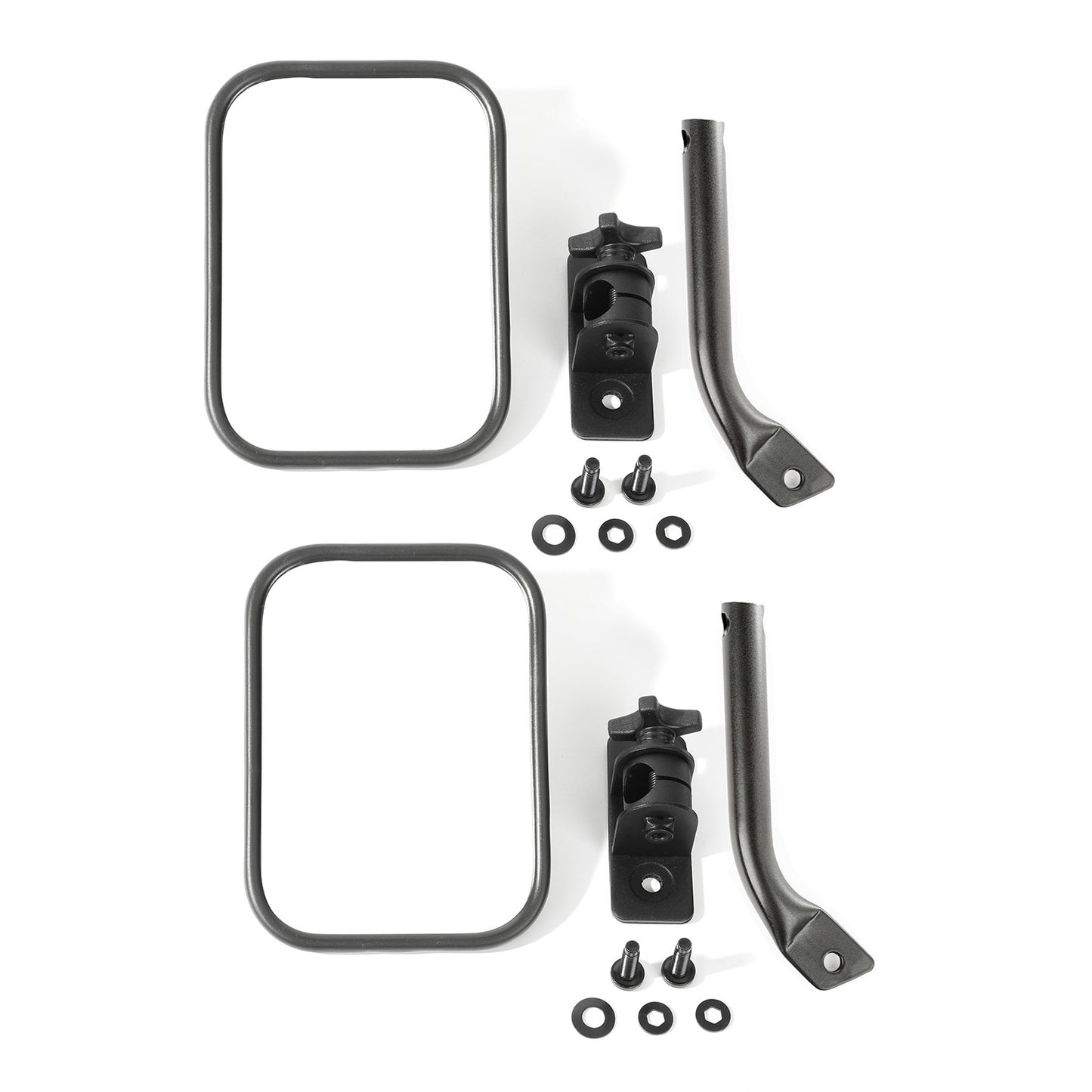 Rugged Ridge Stubby Trail Mirror Rect angular Pair Text Black RUG11025.22