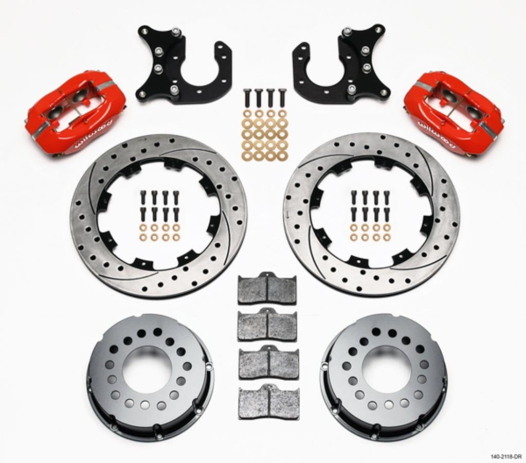 Wilwood P/S Rear Disc Kit New Big Ford Drilled Red MPN WIL140-2118-DR For Ford