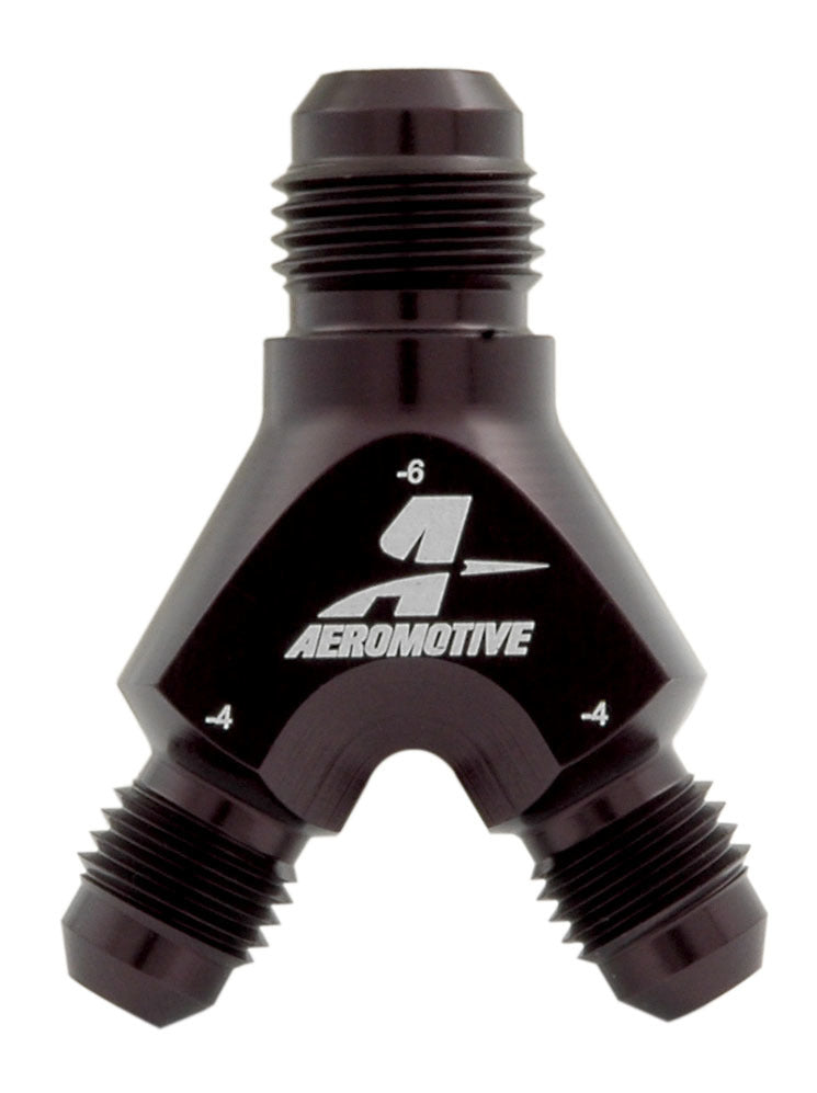 Aeromotive Y-Block Fitting - 6an to 2 x -4an MPN AFS15671