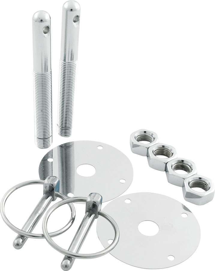 Allstar Performance Steel Hood Pin Kit w/ 1/4in Flip-Over Clips ALL18513