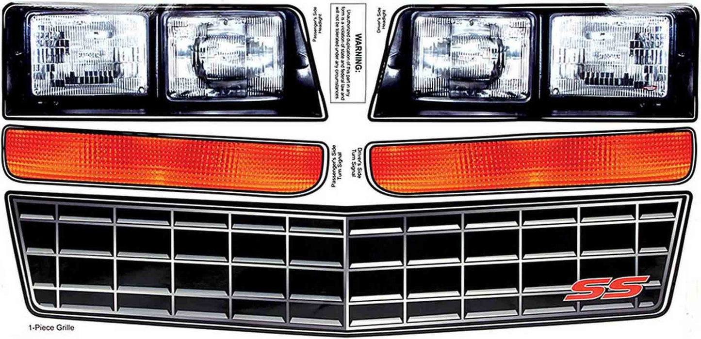 Allstar Performance M/C SS Nose Decal Kit Stock Grille 1983-88 MPN ALL23014 For Chevy 1983-88
