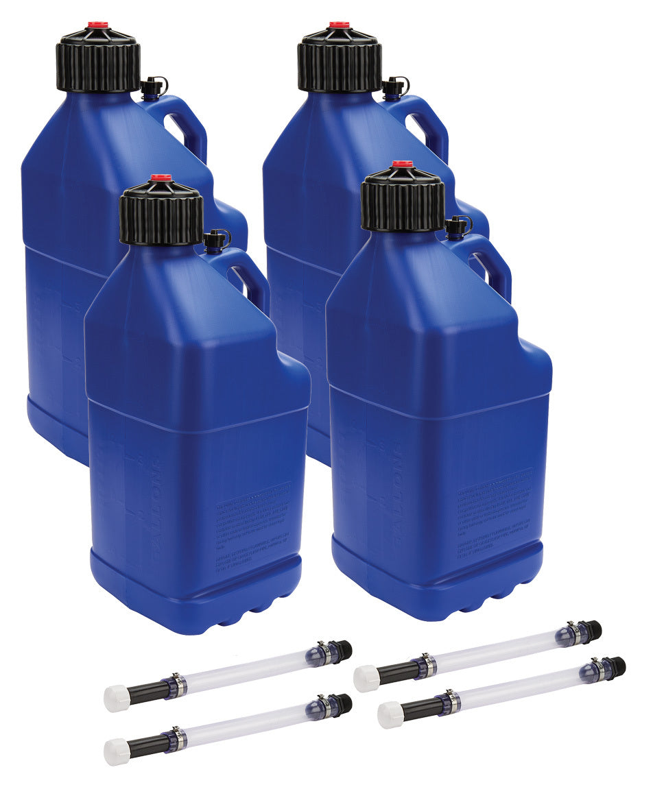 Allstar Performance Utility Jug 5 Gal w/ Filler Hose Blue 4pk ALL40122-4