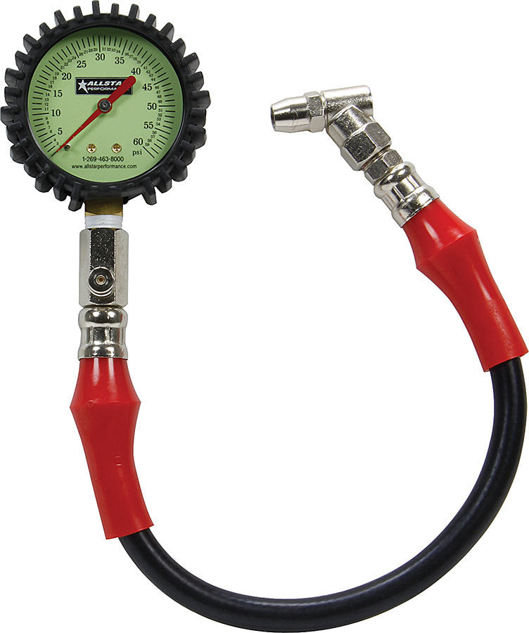 Allstar Performance Tire Pressure Gauge 0-60 PSI 2-1/4in Glow ALL44058