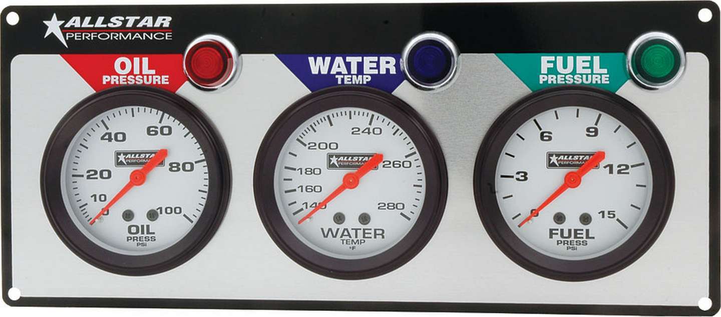 Allstar Performance 3 Gauge Panel ALL OP/WT/FP MPN ALL80092