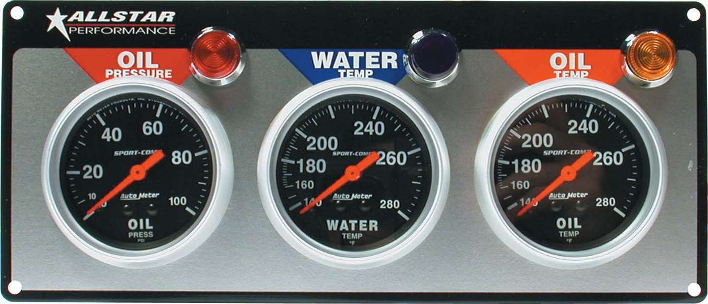 Allstar Performance 3 Gauge Panel A/M OP/WT/OT Sport-Comp MPN ALL80112