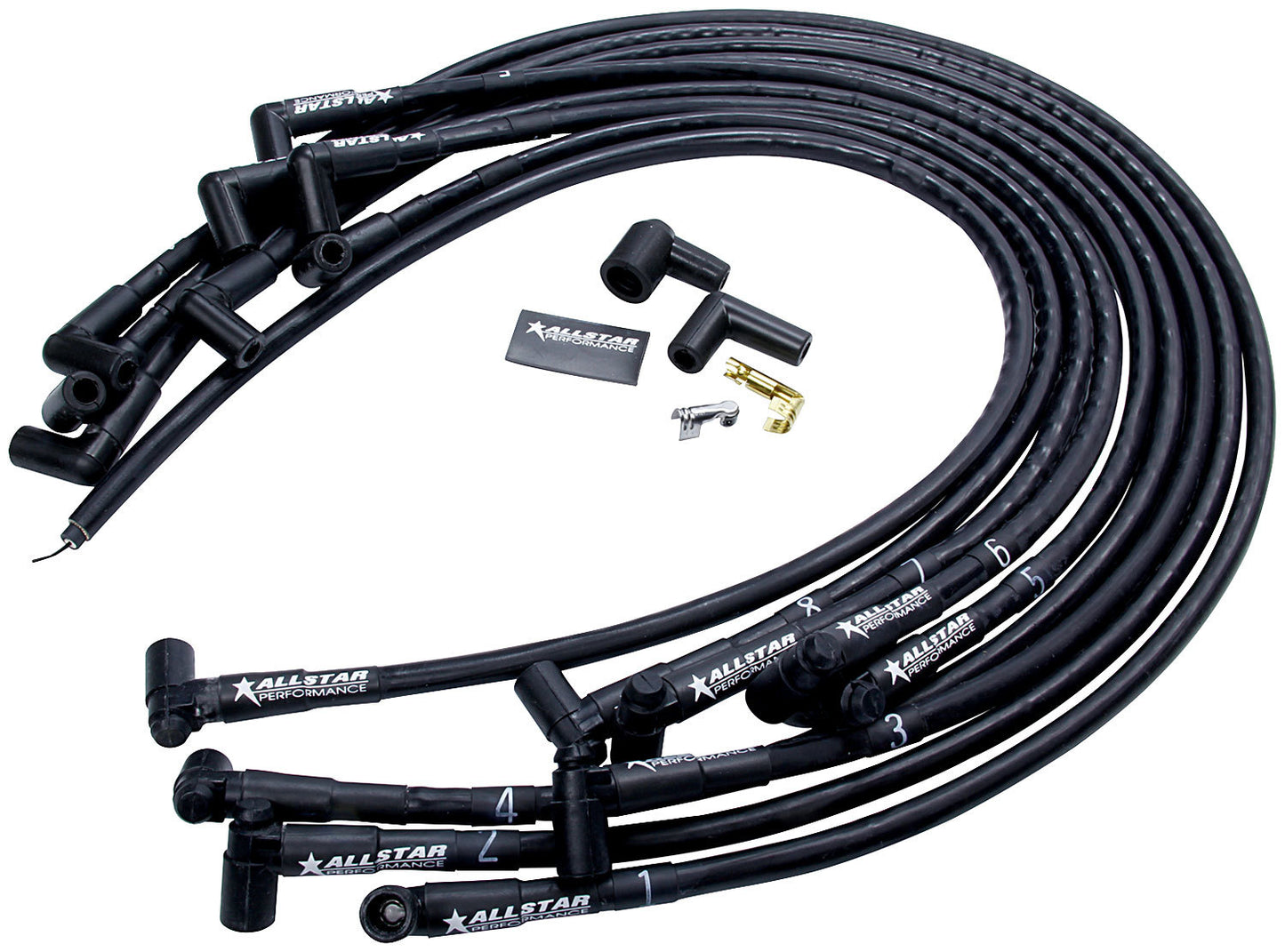 Allstar Performance Spark Plug Race Wire Set Under Header w/ Sleeve MPN ALL81370 For Chevy