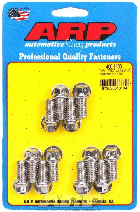 Arp S/S Header Bolt Kit - 3/8 x .750 UHL (12) MPN ARP400-1103 For Chevy