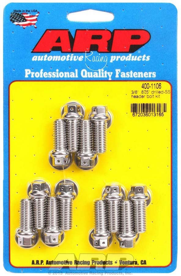 Arp S/S Header Bolt Kit - 3/8 x .875 UHL (12) MPN ARP400-1106 For Universal use