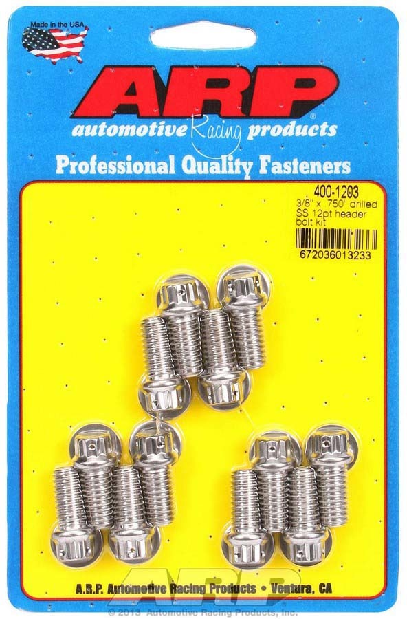 Arp S/S Header Bolt Kit - 3/8 x .750 UHL (12) MPN ARP400-1203 For Chevy