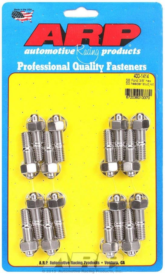 Arp S/S Header Stud Kit - 3/8in x 1.670in OAL (16) MPN ARP400-1414 For Ford