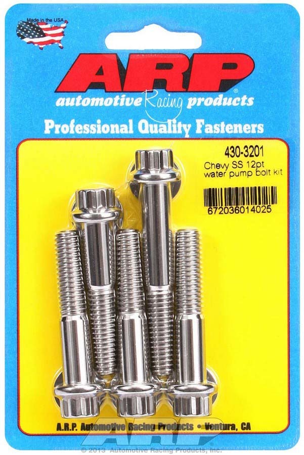 Arp S/S Water Pump Bolt Kit Chevy 12pt. MPN ARP430-3201 For Chevy