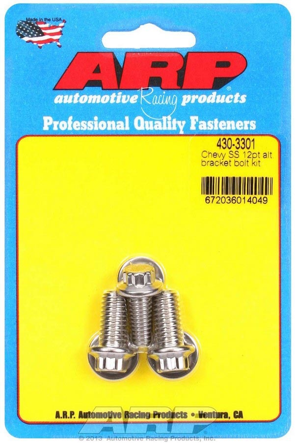 ARP S/S Chevy Alternator Bracket Bolt Kit 12pt. ARP430-3301