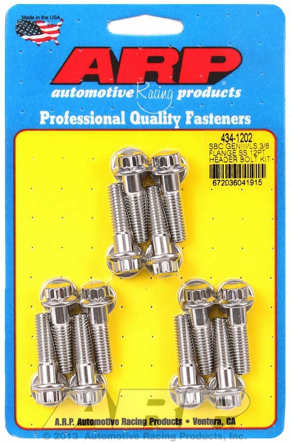 Arp S/S Header Bolt Kit - 12pt. GM LS MPN ARP434-1202 For GM LS-Series