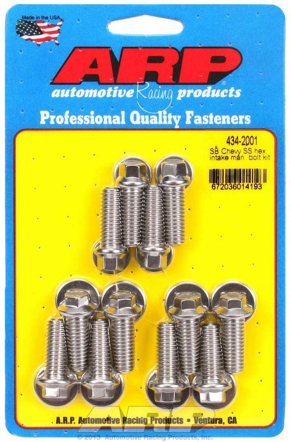 Arp SBC S/S Intake Bolt Kit 6pt. MPN ARP434-2001 For Chevy