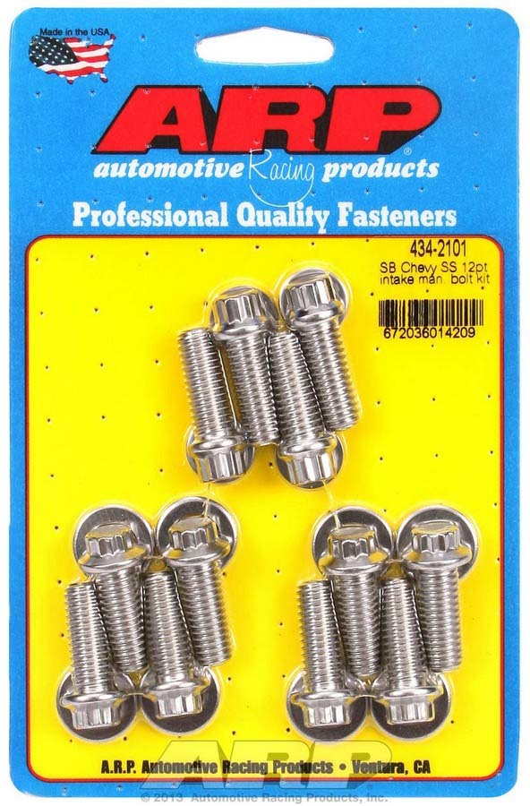 Arp SBC S/S Intake Bolt Kit 12pt. MPN ARP434-2101 For Chevy
