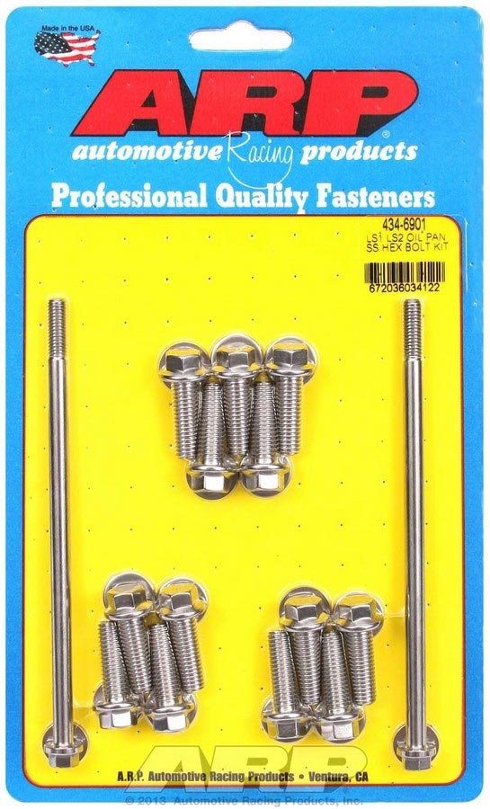 Arp S/S Oil Pan Bolt Kit 6pt. LS1/LS2 MPN ARP434-6901 For GM LS-Series