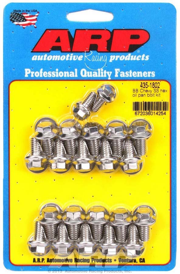 Arp BBC S/S Oil Pan Bolt Kit 6pt. MPN ARP435-1802 For Chevy