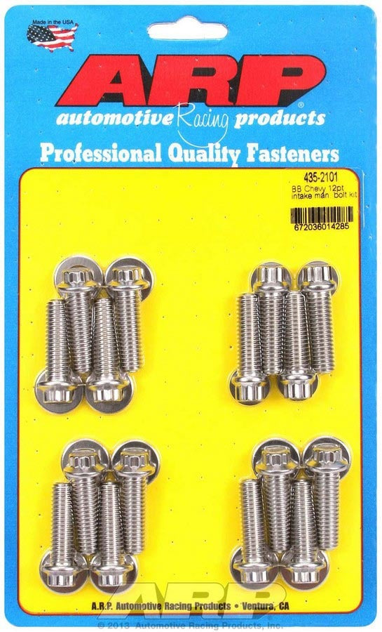 Arp BBC S/S Intake Bolt Kit 12pt. MPN ARP435-2101 For Chevy