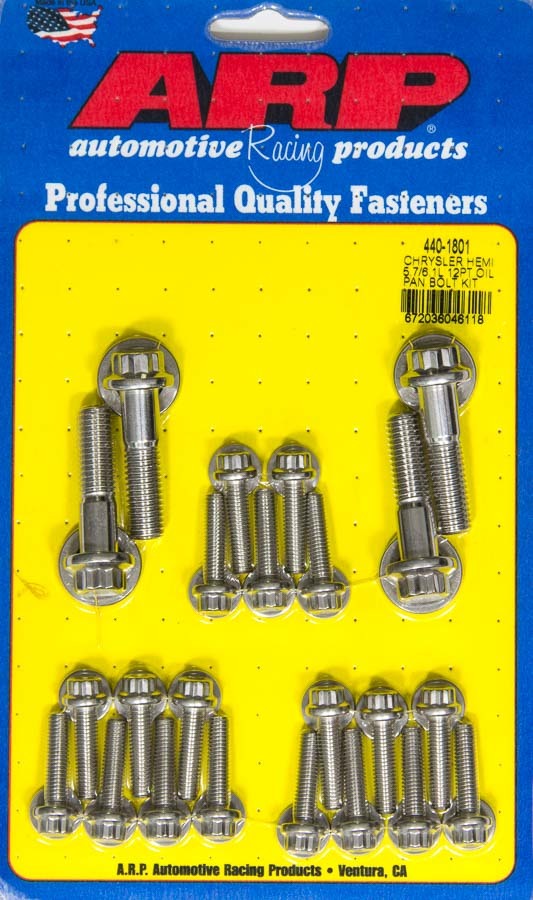 Arp Oil Pan 12pt Bolt Kit Mopar 5.7L/6.1L Hemi MPN ARP440-1801 For Mopar Gen III