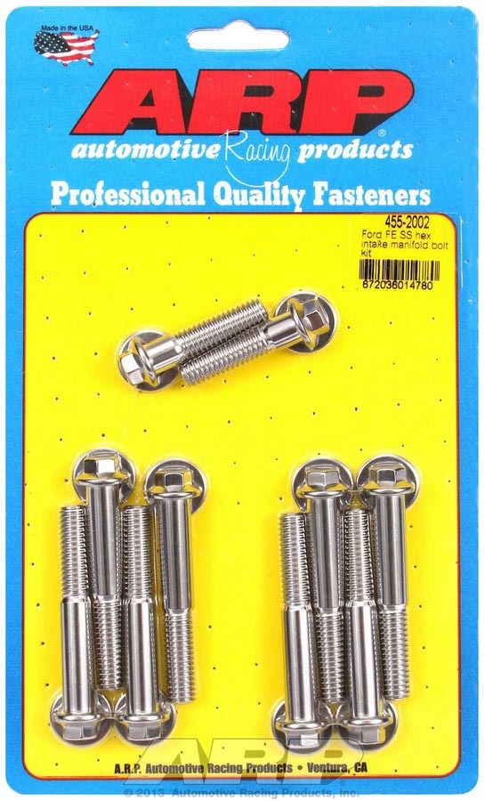 Arp BBF S/S Intake Bolt Kit 6pt. MPN ARP455-2002 For Ford FE-Series