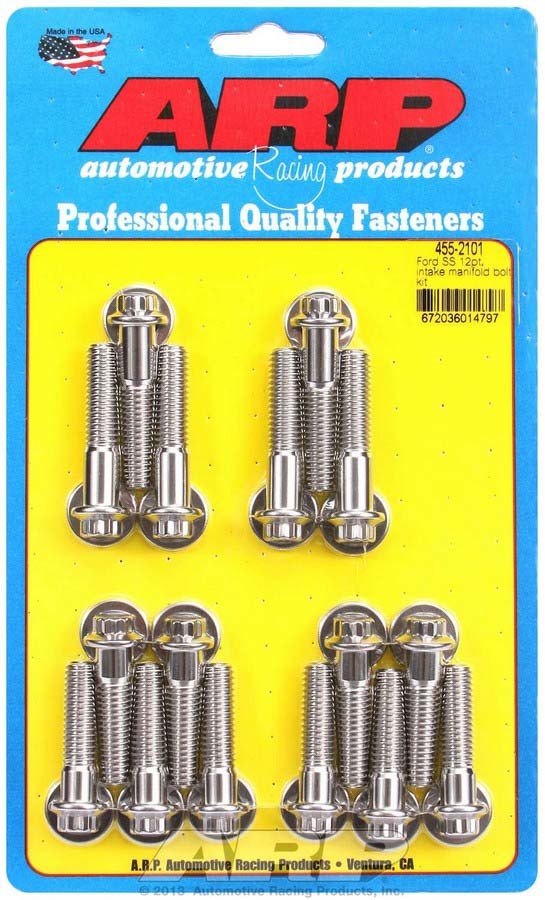 Arp Ford S/S Intake Bolt Kit 12pt. MPN ARP455-2101 For Ford