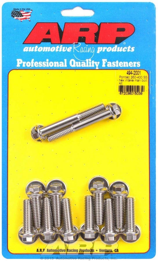 Arp Pontiac S/S Intake Bolt Kit 6pt. MPN ARP494-2001 For Pontiac
