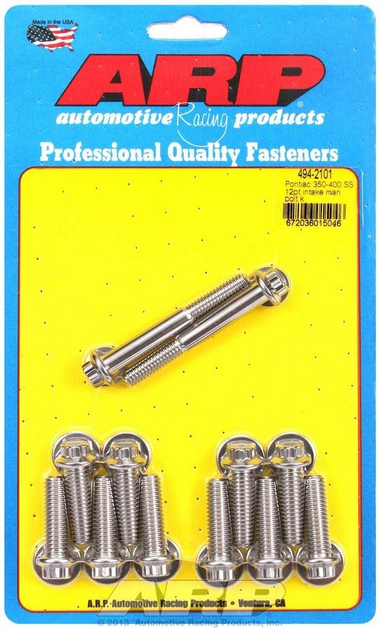 Arp Pontiac S/S Intake Bolt Kit 12pt. MPN ARP494-2101 For Pontiac