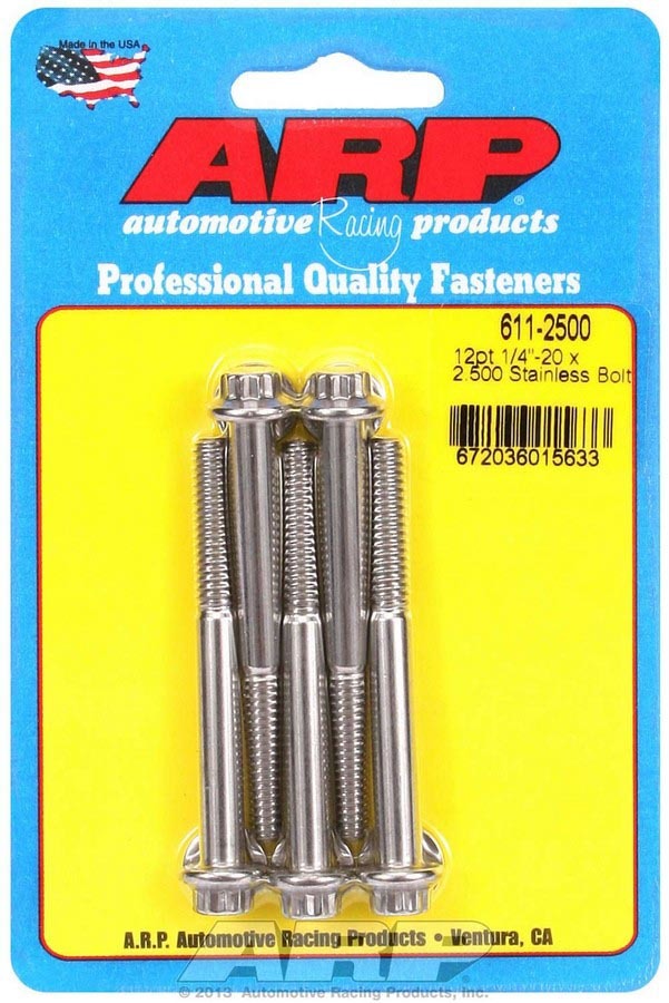 Arp S/S Bolt Kit - 12pt. (5) 1/4-20 x 2.500 MPN ARP611-2500 For Universal use