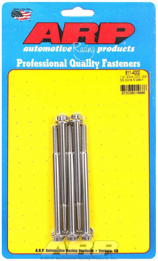 Arp S/S Bolt Kit - 12pt. (5) 1/4-20 x 4.000 MPN ARP611-4000 For Universal use