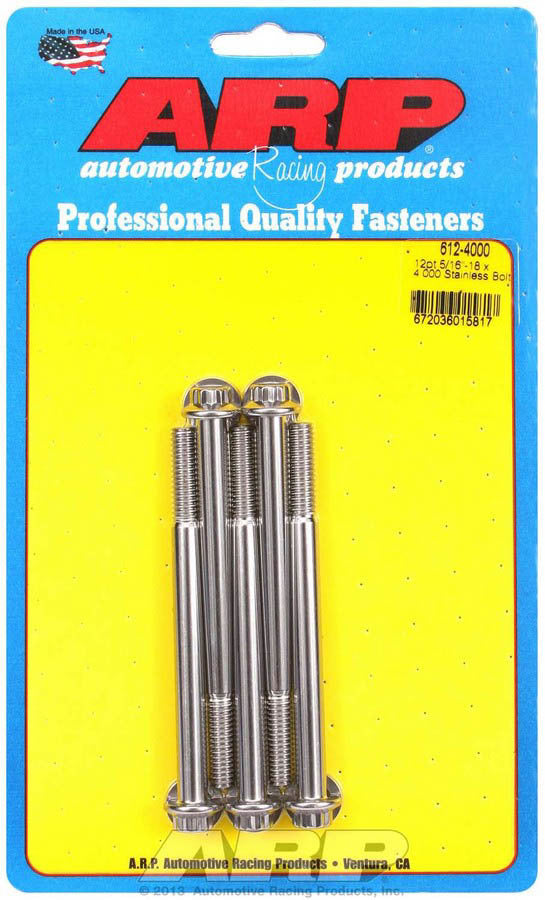 Arp S/S Bolt Kit - 12pt. (5) 5/16-18 x 4.000 MPN ARP612-4000 For Universal use