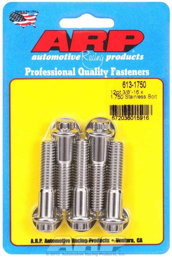 Arp S/S Bolt Kit - 12pt. (5) 3/8-16 x 1.750 MPN ARP613-1750 For Universal use