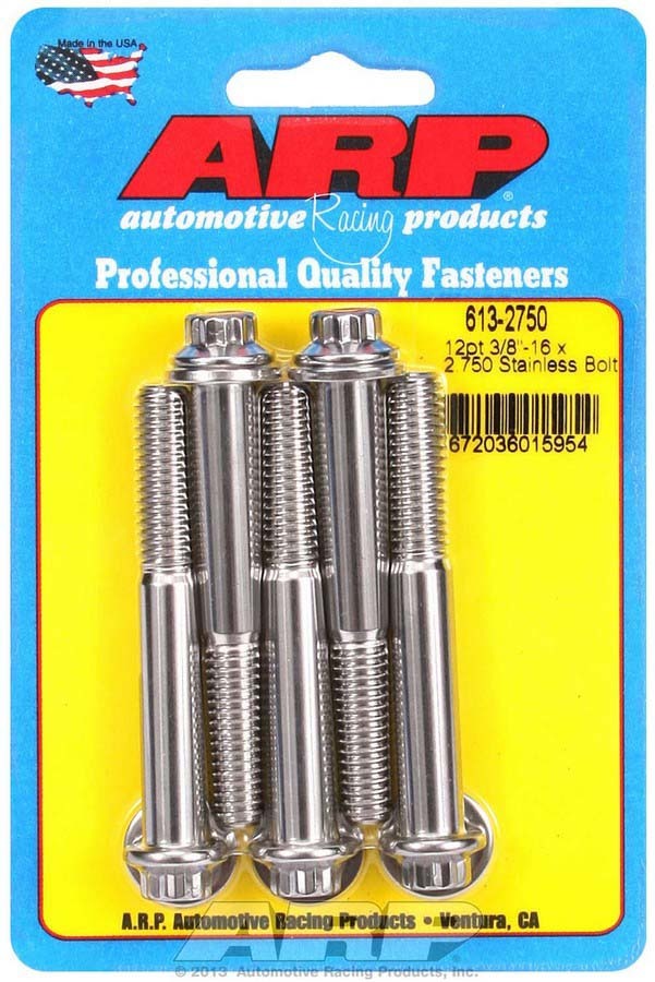 Arp S/S Bolt Kit - 12pt. (5) 3/8-16 x 2.750 MPN ARP613-2750 For Universal use