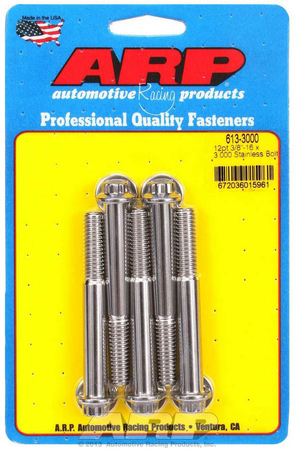 Arp S/S Bolt Kit - 12pt. (5) 3/8-16 x 3.000 MPN ARP613-3000 For Universal use