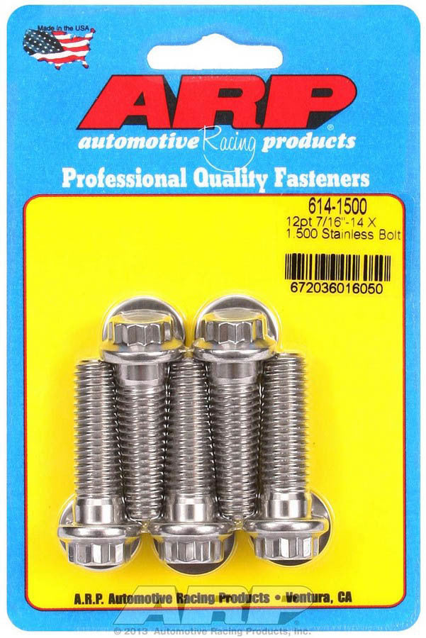 Arp S/S Bolt Kit - 12pt. (5) 7/16-24 x 1.500 MPN ARP614-1500 For Universal use