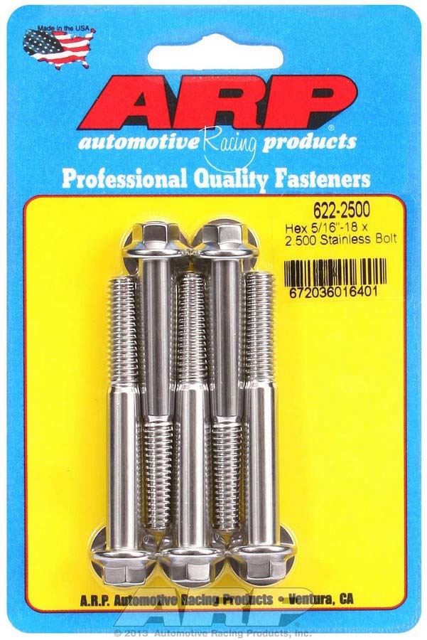 Arp S/S Bolt Kit - 6pt. (5) 5/16-18 x 2.500 MPN ARP622-2500 For Universal use