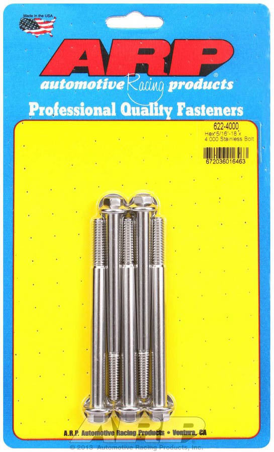 Arp S/S Bolt Kit - 6pt. (5) 5/16-18 x 4.000 MPN ARP622-4000 For Universal use