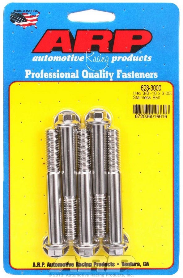 Arp S/S Bolt Kit - 6pt. (5) 3/8-16 x 3.000 MPN ARP623-3000 For Universal use