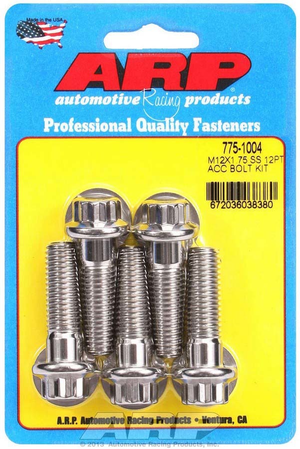 Arp S/S Bolt Kit - 12pt. (5) 12mm x 1.75 x 40mm MPN ARP775-1004 For Universal use