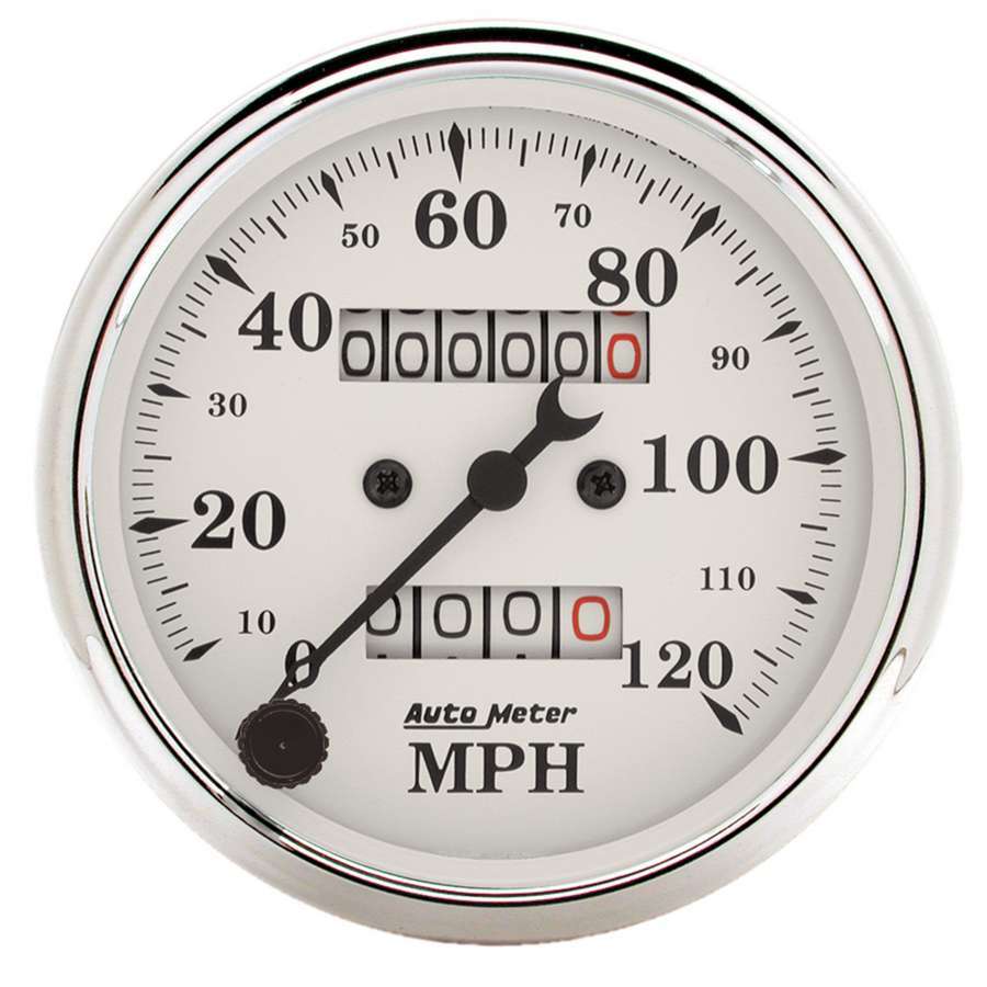 Autometer Old Tyme White 3 1/8in 120MPH Mech. Speedo MPN ATM1693