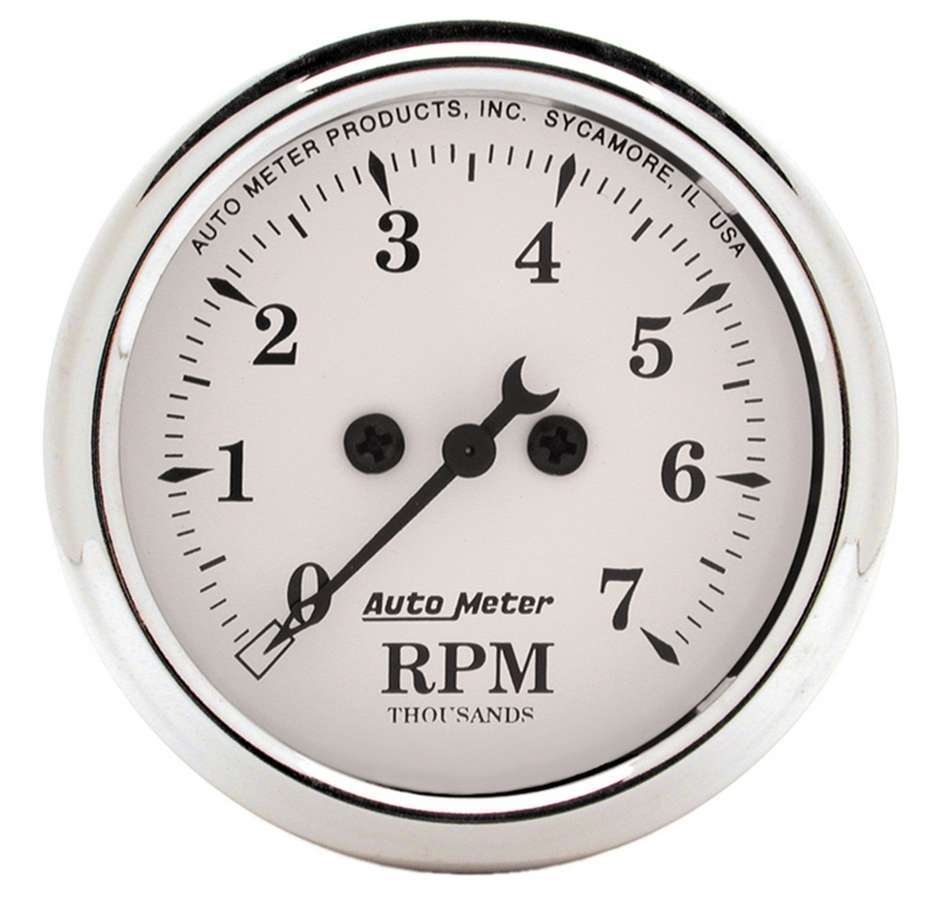 Autometer Old Tyme White 2 1/16in Tach 7000 RPM Elec. MPN ATM1694