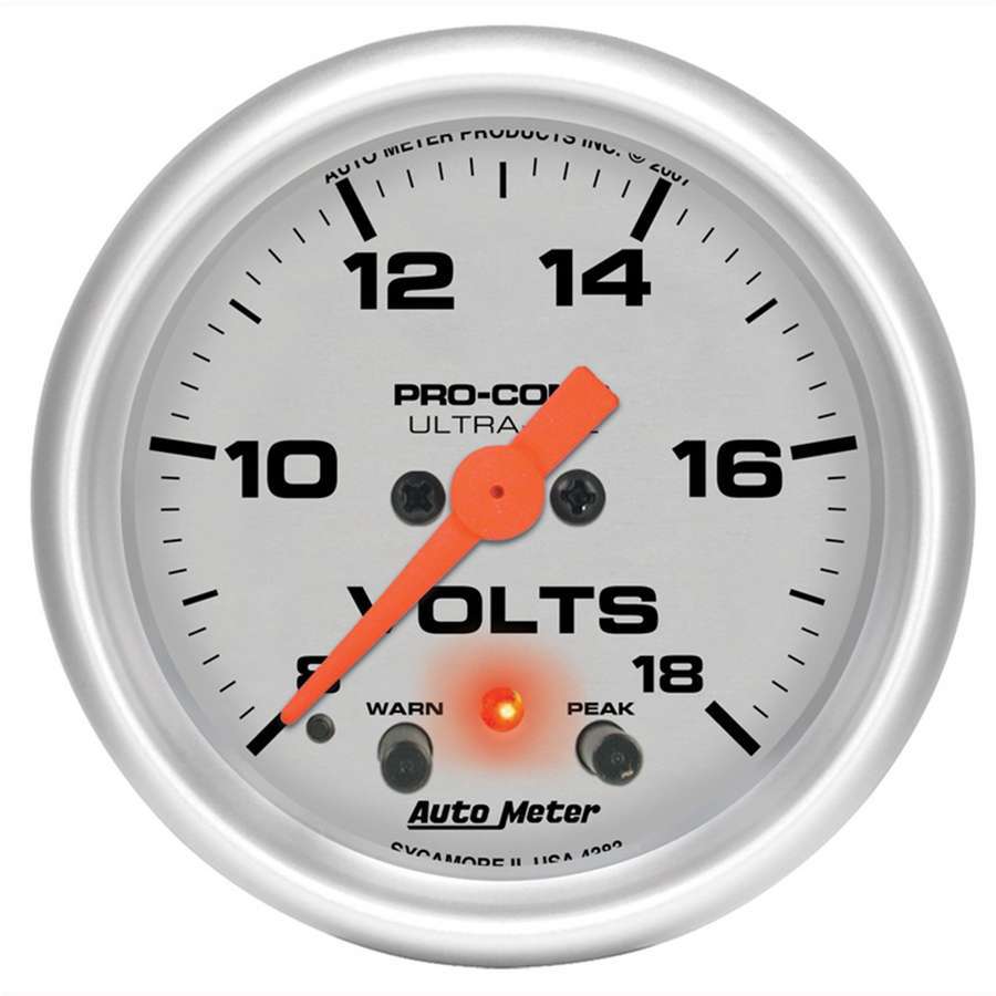 Autometer 2-1/16in U/L Volt Gauge w/Peak & Warning MPN ATM4383