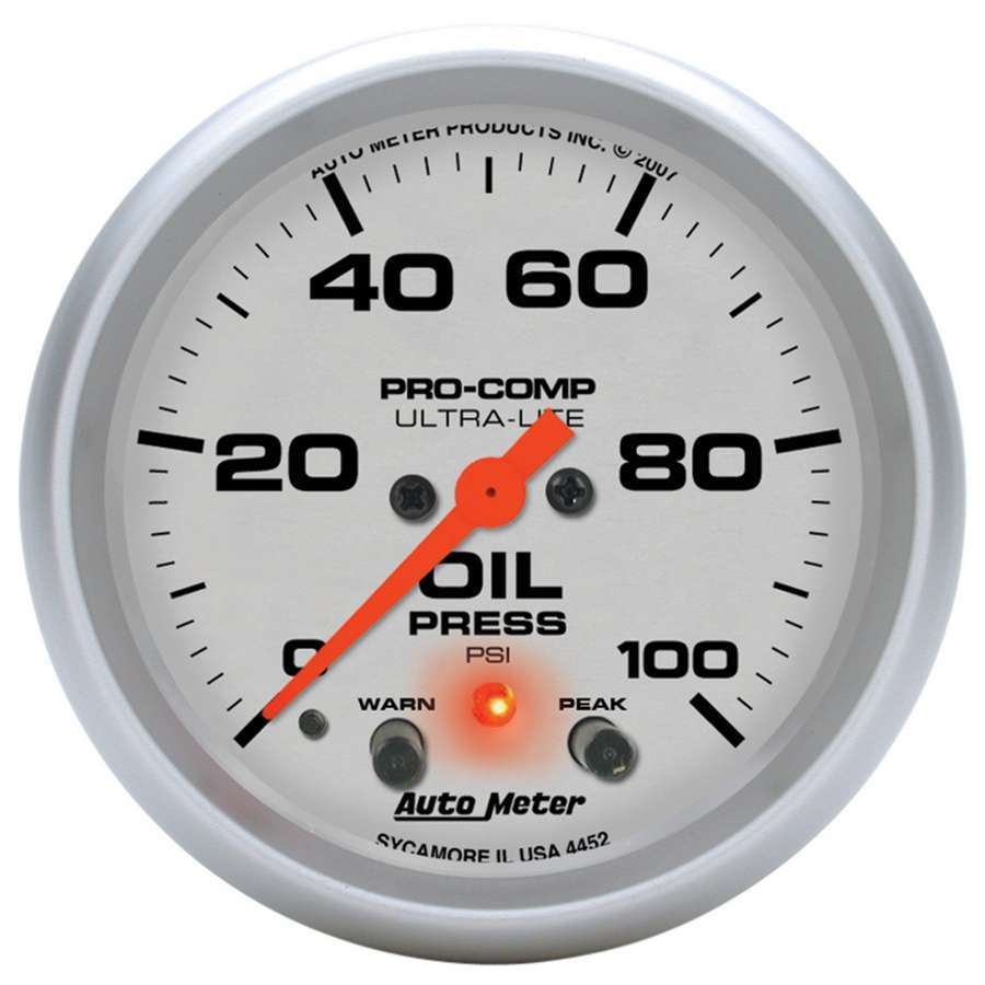 Autometer 2-5/8in U/L Oil Pressure Gauge w/Peak & Warning ATM4452