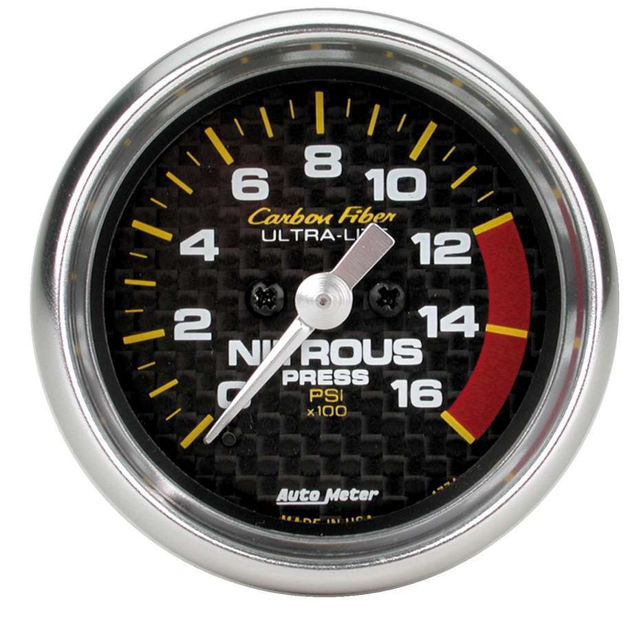 Autometer 2-1/16in C/F Nitrous Press. Gauge 0-1600psi MPN ATM4774