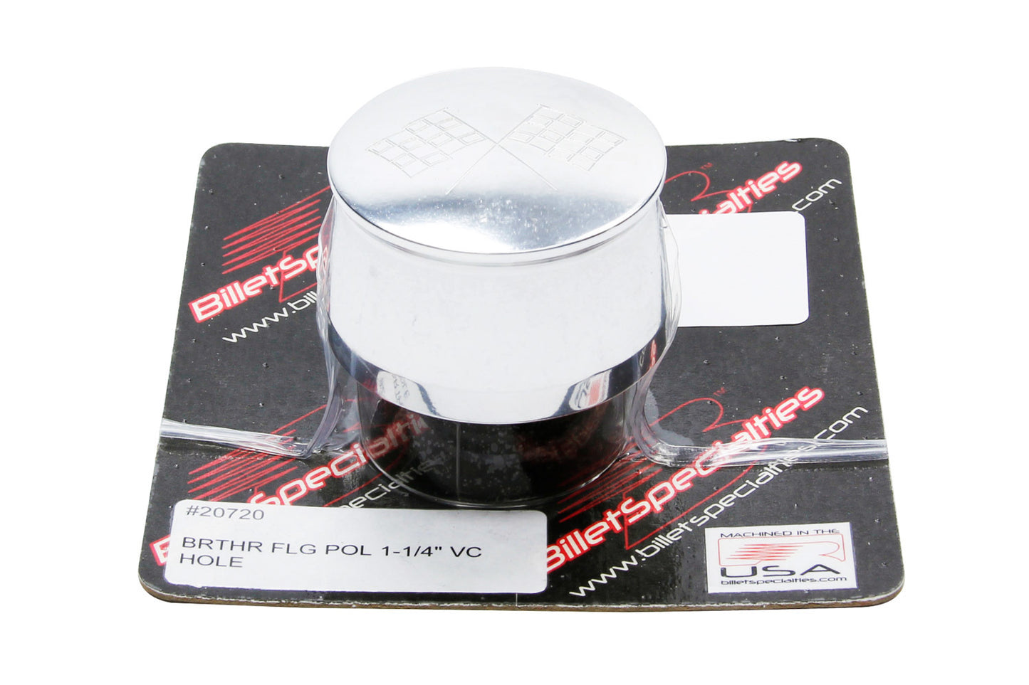 Billet Specialties Polished Breather Cross Flags Logo MPN BSP20720