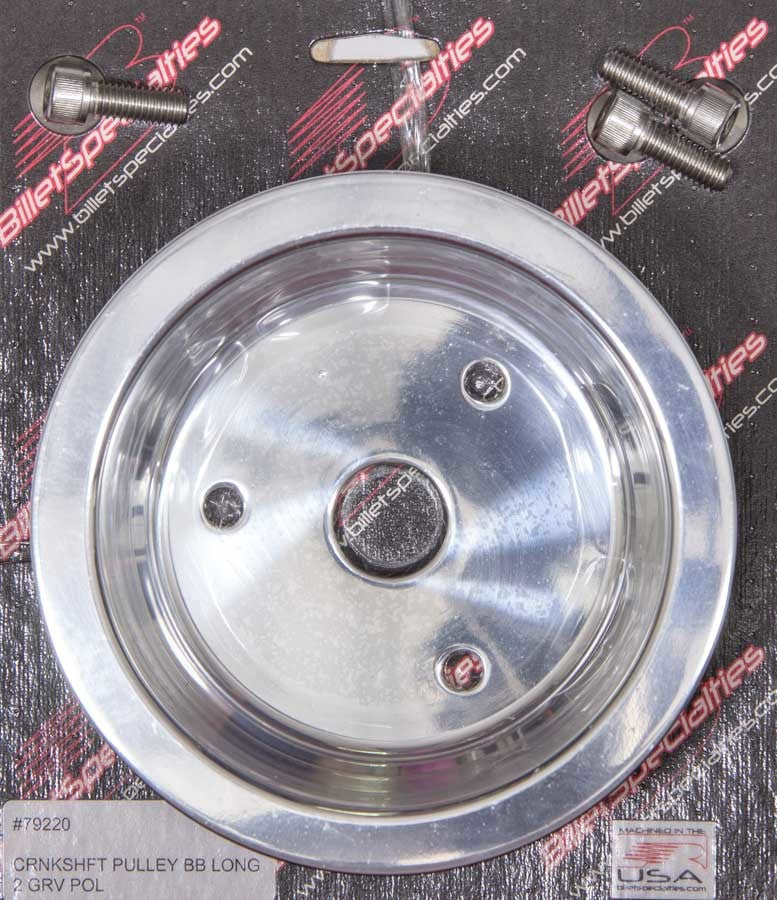 Billet Specialties BBC 2 GRV Crank Pulley LWP Polished MPN BSP79220 For Chevy